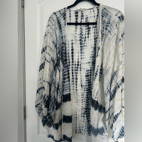 Anthropologie Blue Vada Shimmer Cocoon Kimono Flowly Breathable One Size - Picture 9 of 15